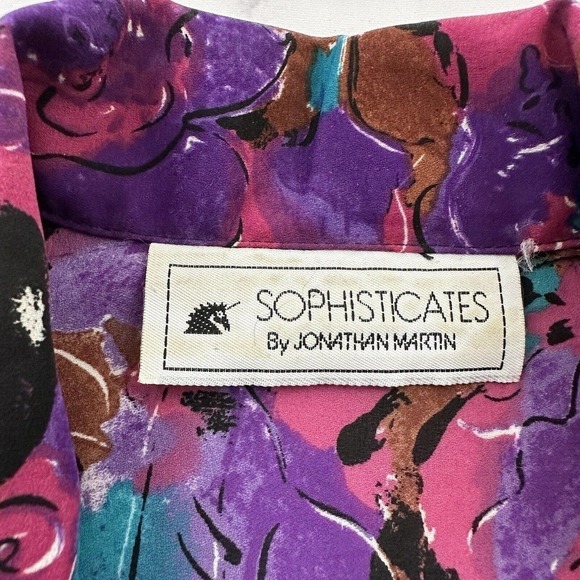 Jonathan Martin Womens Vintage 90s Patchwork Blouse Shirt Size M Pink Black Lace - Picture 6 of 12